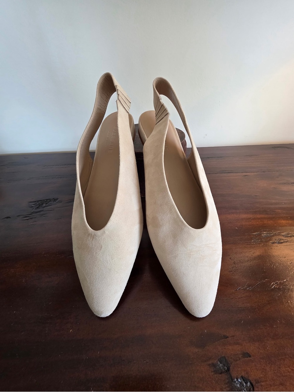 Everlane Pointed Toe Slingback Flats in Beige